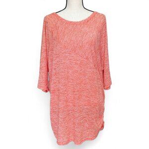 Lane Bryant Top Tunic Length Stretch Orange Stripe 3/4 Sleeve Women Plus 22 / 24